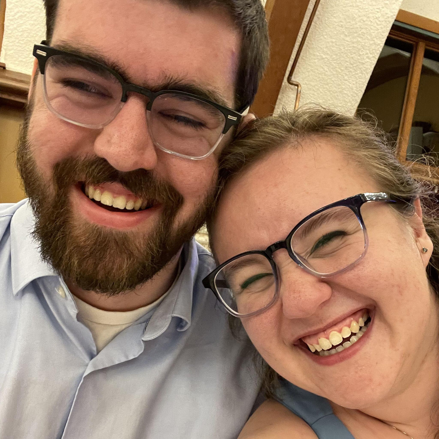 Selfie at the Blissenbachs' wedding. One of Sabrina's favorite pictures of us.