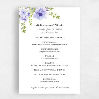Purple Wedding Program - Tillage