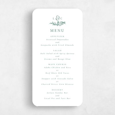 White Rounded Wedding Menu - Fiora