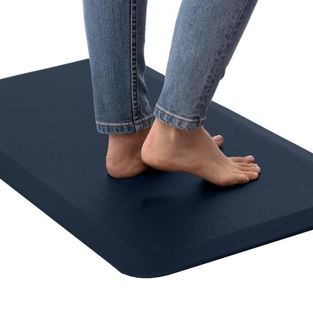 Kangaroo 3/4 Inch Thick Superior Cushion, Stain Resistant Kitchen Rug and Anti Fatigue Cushioned Foam Comfort Floor Padding Rugs, Office Stand Up Desk Mats, Washable Standing Decor Mat, 70x24, Navy