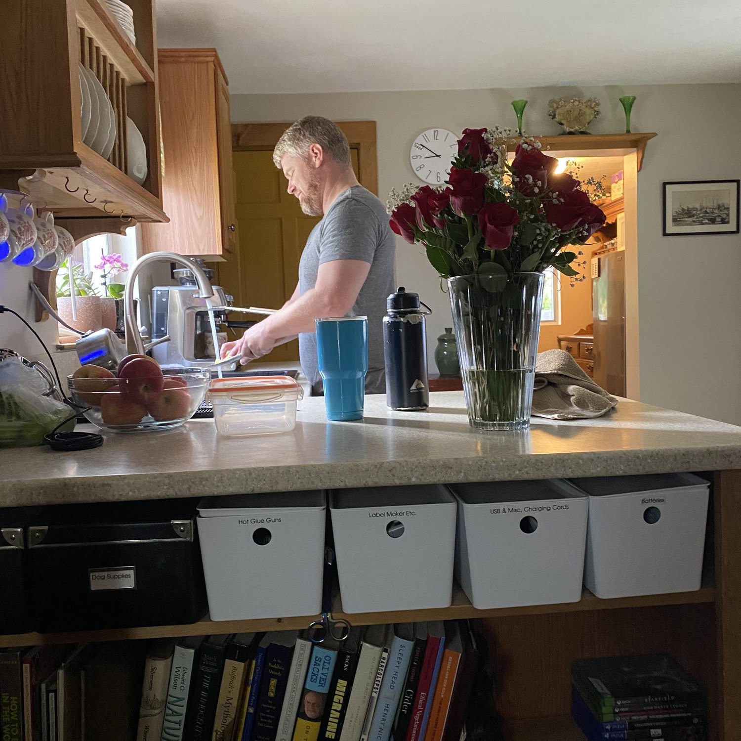 Patrick doing the dishes the morning of our anniversary.