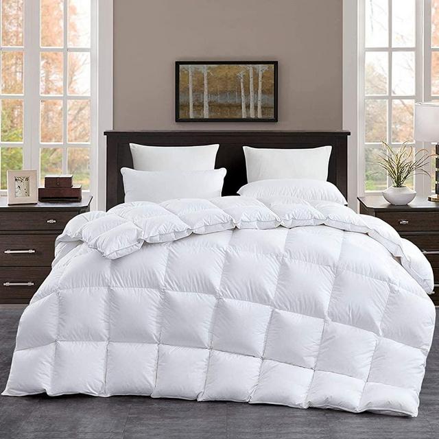 ROYALAY 120"x120" Oversized King Size Feather and Down Comforter, 85 OZ Fluffy Duvet Insert, 100% Cotton Shell with 8 Corner Tabs