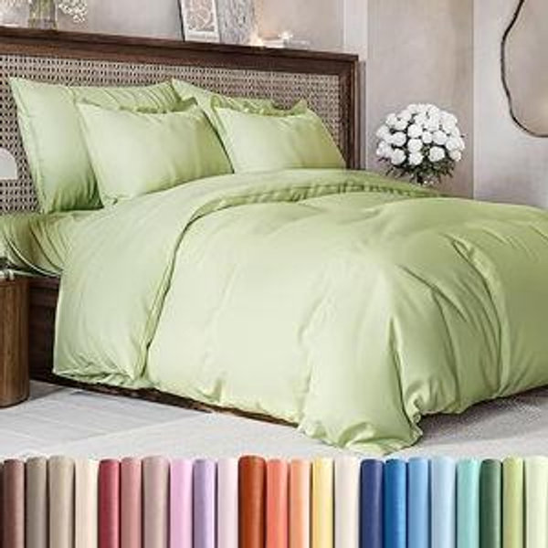 Duvet Cover Set (queen, light sage green)