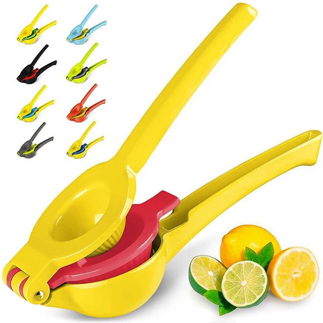 Top Rated Zulay Premium Quality Metal Lemon Lime Squeezer - Manual Citrus Press Juicer (Bright Yellow and Red)