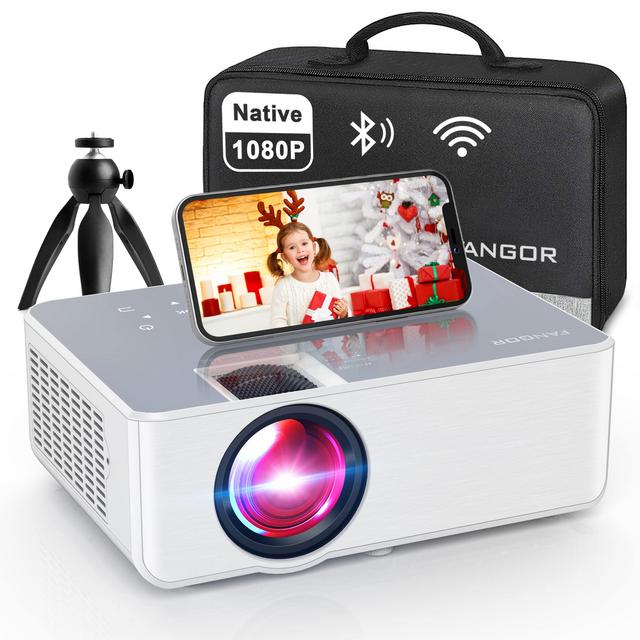 1080P HD Projector, WiFi Projector Bluetooth Projector, FANGOR 230" Portable Movie Projector with Tripod, Home Theater Video Projector Compatible with HDMI, VGA, USB, Laptop, iOS Android Smartphone
