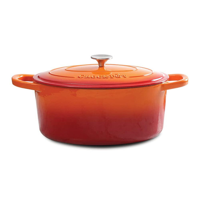 Crock-Pot Artisan Round Enameled Cast Iron Dutch Oven, 7-Quart, Sunset Orange