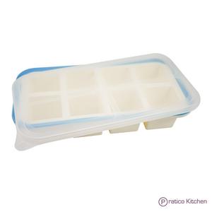 Superb Cube 2 Inch Cube Silicone Ice Cube Tray with EZ-Release & No-Spill Steel Reinforced Rim - Makes 8 Cubes with Clear Lid