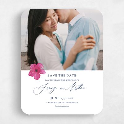 White Rounded Wedding Save the Date - Kaumana Photo