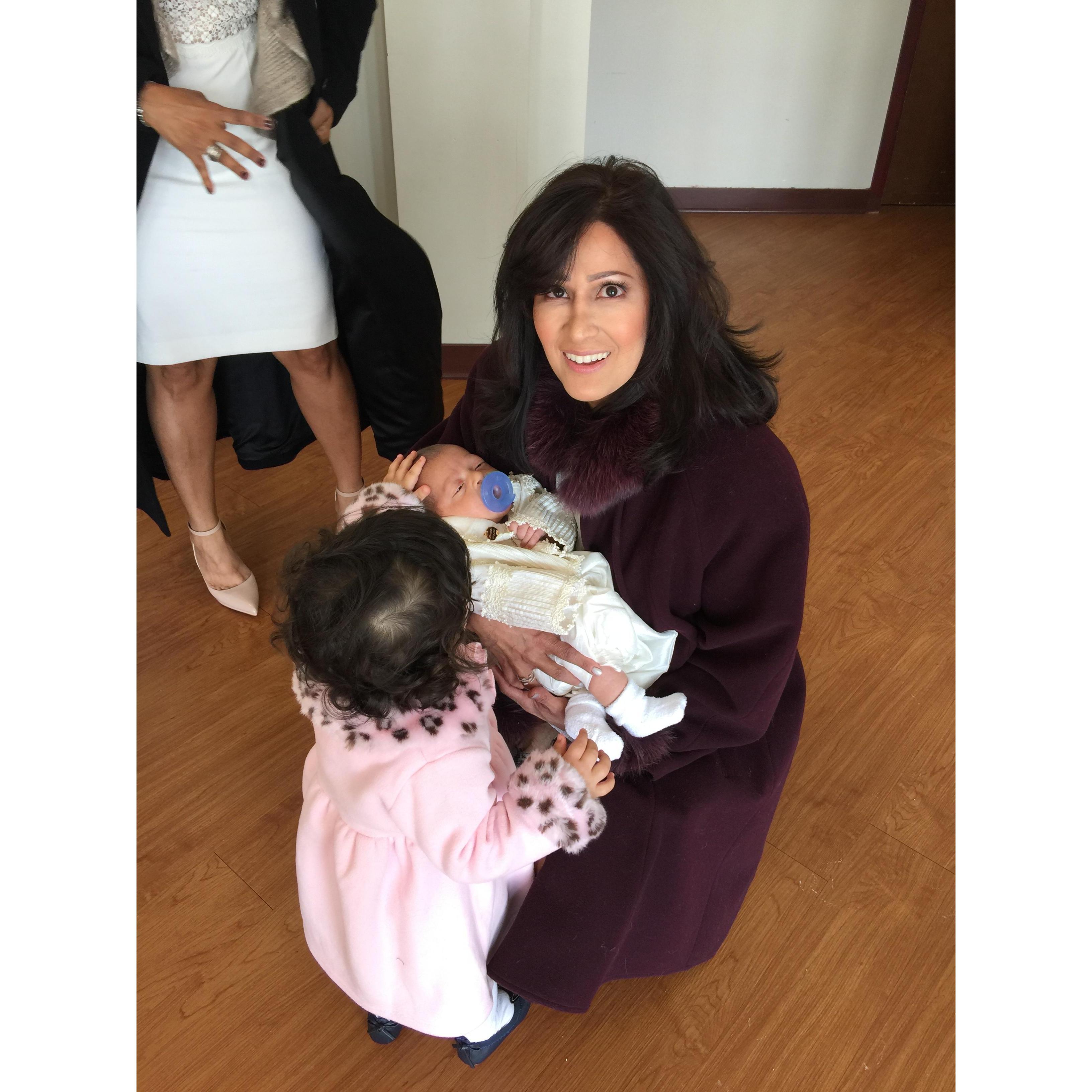 Anatole’s Christening with big sister Mila
