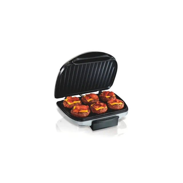 Hamilton Beach Indoor Grill Black and Stainless Steel 25371: Nonstick Surface, 1200W, Hand Wash, BBQ Cooking, 1-Year Warranty