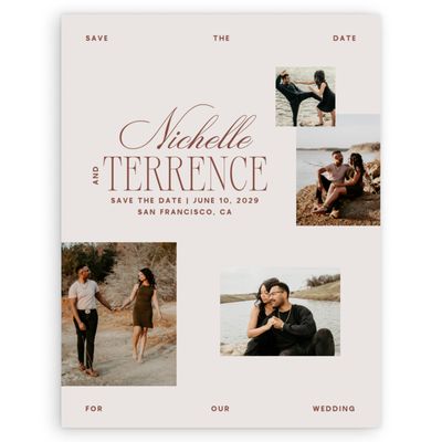 Light Greige, Grey Wedding Digital Save the Date - Solange Multiphoto