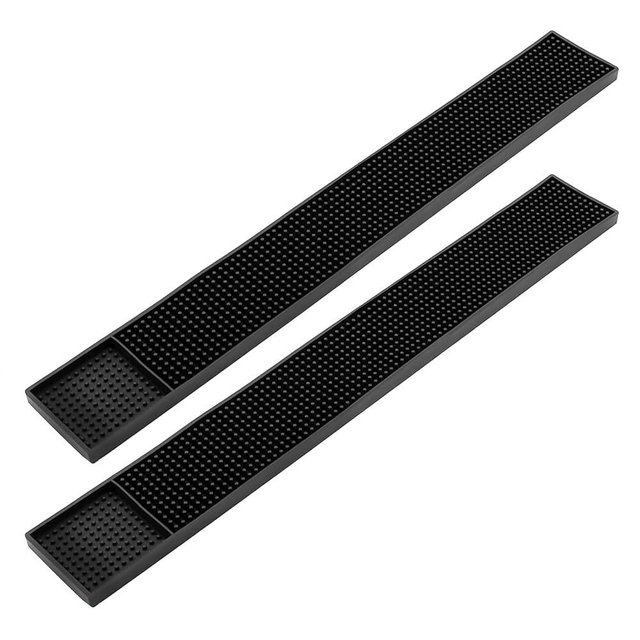 Wishmart Black Spill Bar Mats Set of 2 (24x3 Inches) | Drying, Durable and Stylish Spill Mats for Bars, Restaurants, Coffee Shops, Bar Mats for Countertop and Table Top, Non-Slip & Non-Toxic Mats