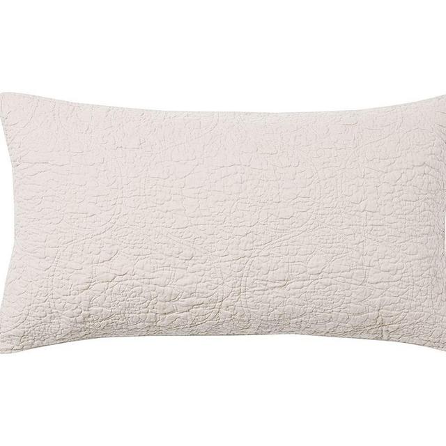Natural Linen Belgian Flax Linen Floral Stitch King Shams, Set of 3