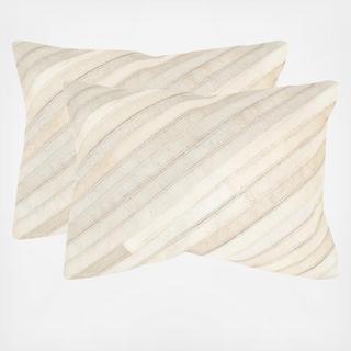 Diagonal Stripes Cowhide Pillow, Set of 2