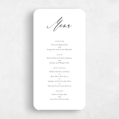 White Rounded Wedding Menu - Seville
