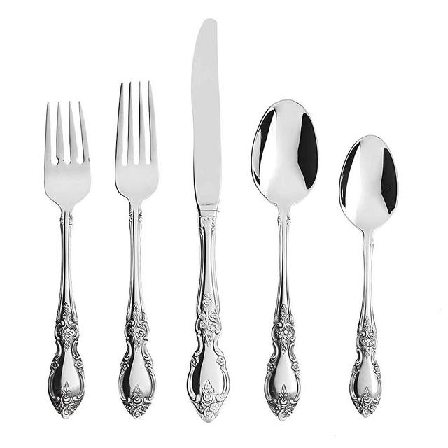 Oneida Louisiana 45 Piece Fine Flatware Set 18/10 Stainless Steel, Service for 8, Silver