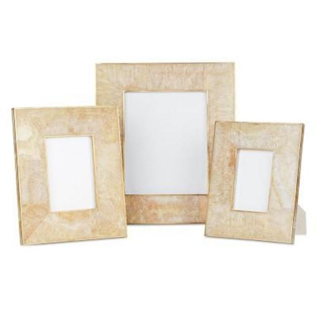 Brass Bordered Stone Picture Frame Set