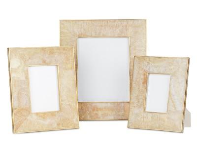 Brass Bordered Stone Picture Frame Set