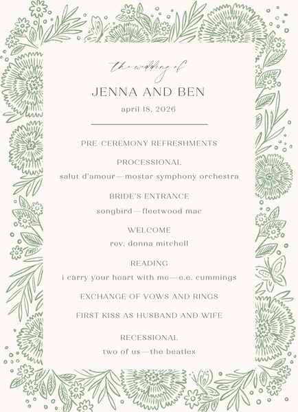 Keita | Bright Sage | Zola Wedding Programs