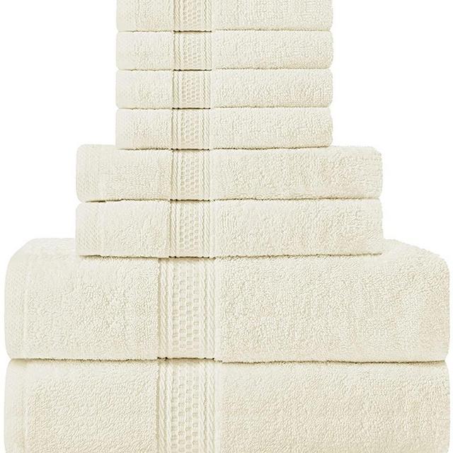 Utopia Towels Ivory Towel Set, 2 Bath Towels, 2 Hand Towels, and 4 Washcloths, 600 GSM Ring Spun Cotton Highly Absorbent Towels for Bathroom, Shower Towel, (Pack of 8)