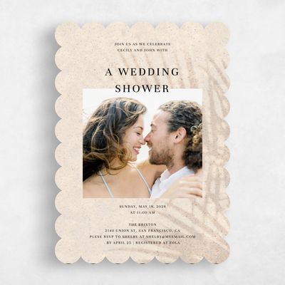 Beige Scalloped Wedding Wedding Shower Invitation - Seabay Portrait