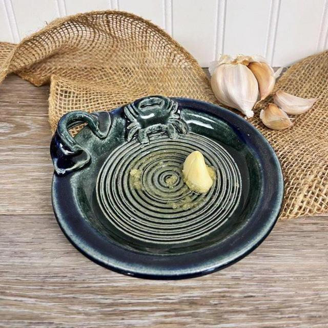 Crab Garlic Grater Olive Oil Dipping Dish, Handmade Pottery