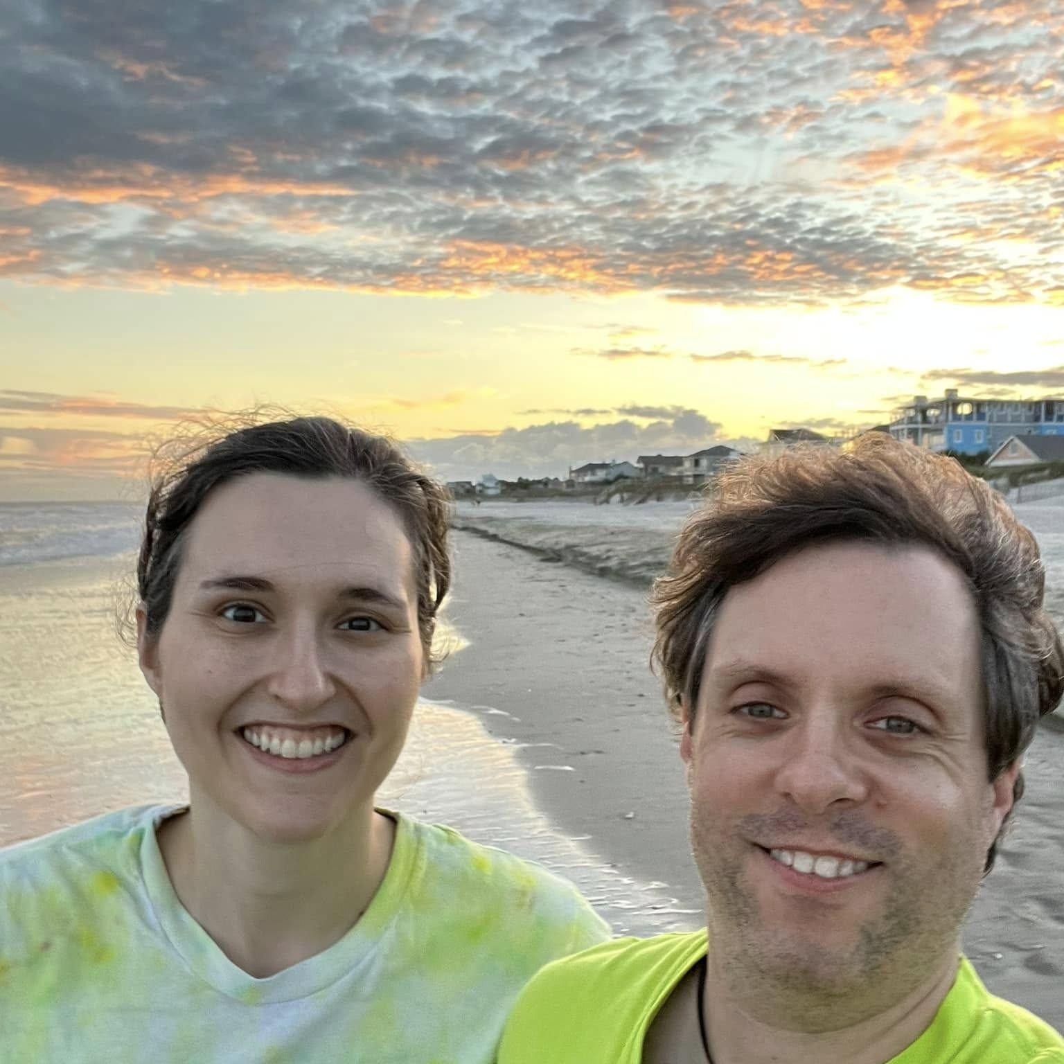 Going for one of our long walks on the beach