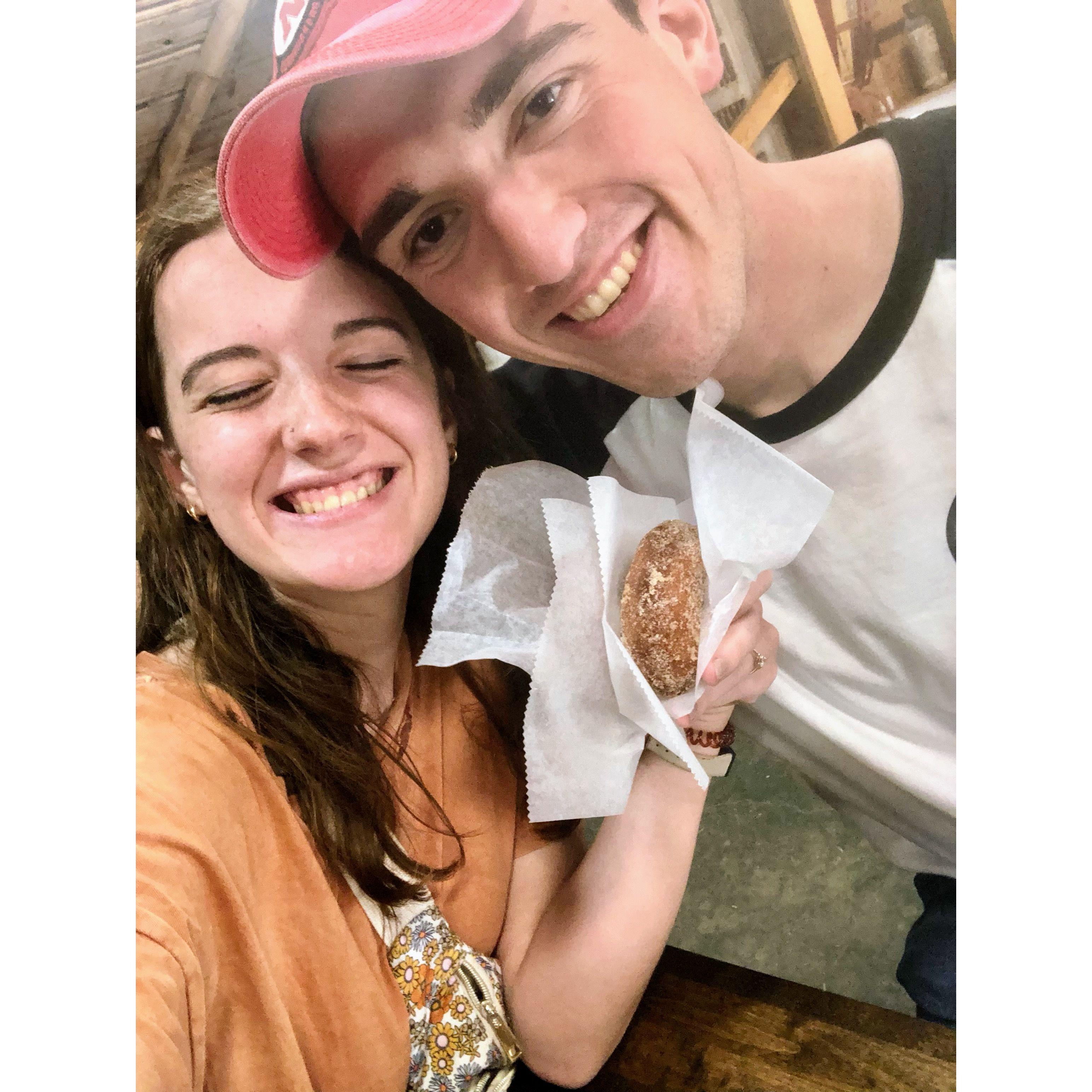 Apple cider donuts at the pumpkin patch the day after we got engaged!