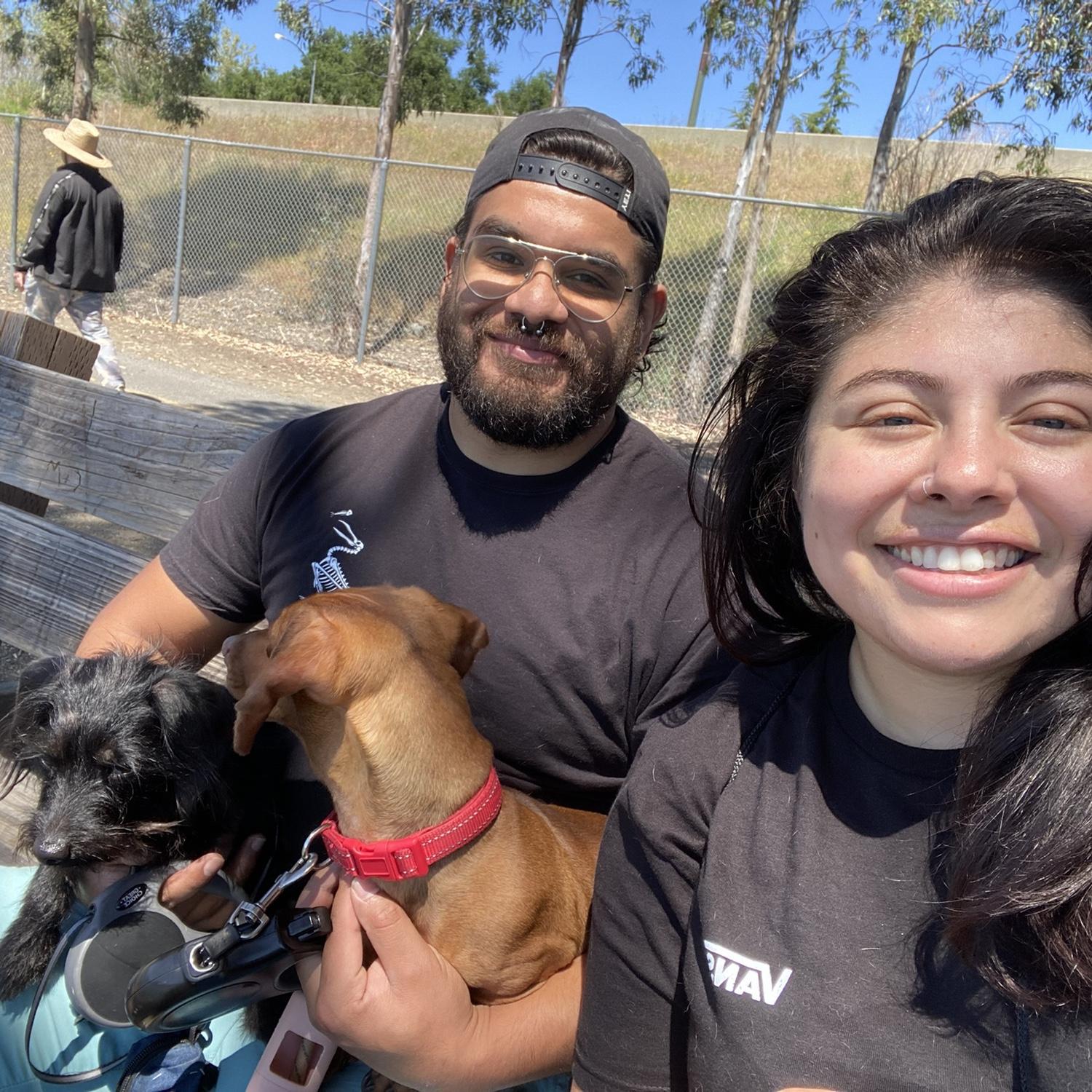 We share a love for the outdoors and animals…specially our pets. Dimples and Bruiser are the youngest.