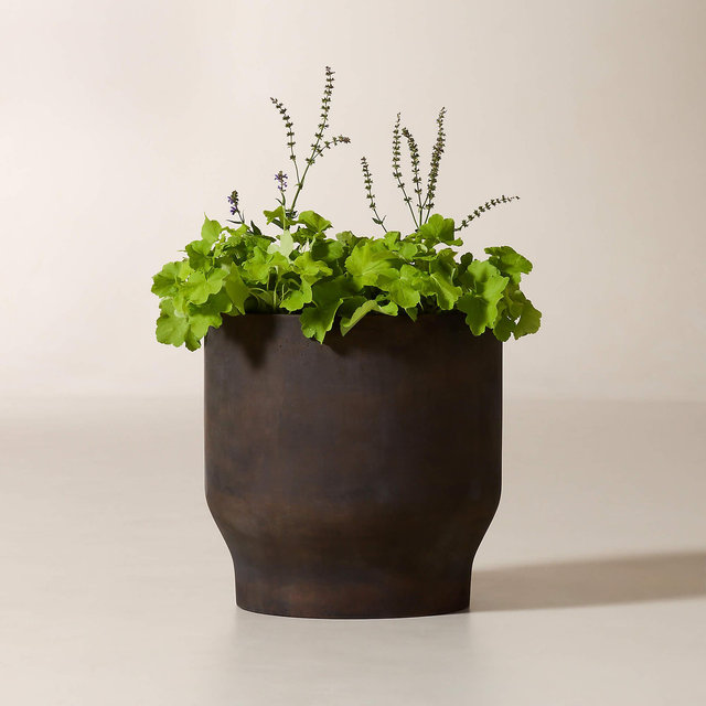 Oberon Antiqued Dark Brown Cement Indoor/Outdoor Large Planter 20"H