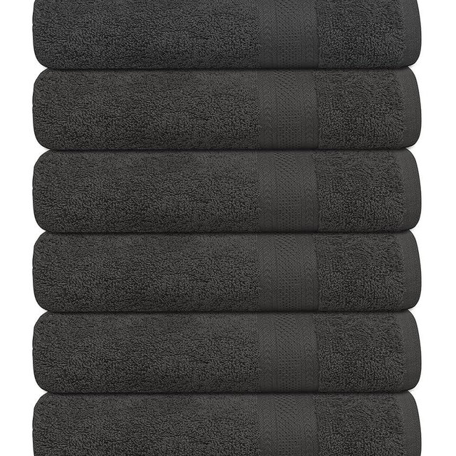 TEXCRAFT Large Bath Towels, Cotton Terry Towels for Bathroom, Towel Set, Quick Dry, Lightweight, Highly Absorbent, Soft Feel, 24 x 50 Pack of 6 for Shower, Pool, Spa, Gym, Hand Towel for Daily Use.