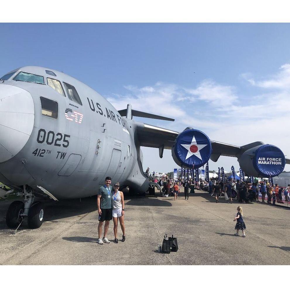 C-17 at the finish line of the Air Force marathon