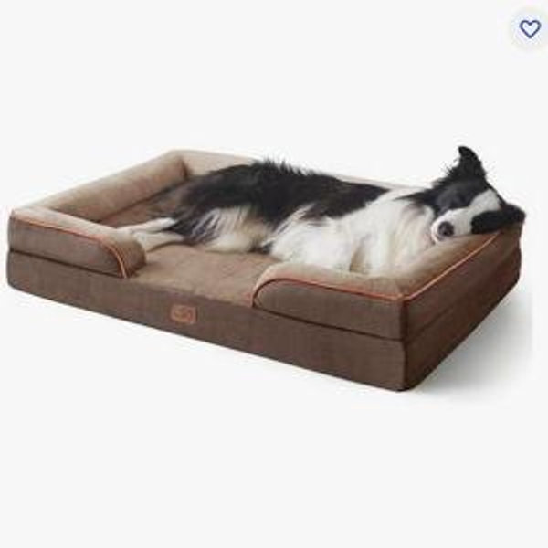 Dark Brown Bedsure Orthopedic Bolster Dog Sofa Bed with Removable Cover