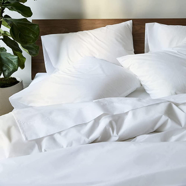 Brooklinen Luxury Percale Pillowcases King Size, Solid White - Set of 2 (100% Long Staple Cotton with Envelope Closure)