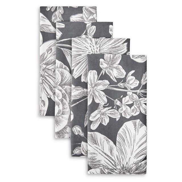 4pk Cotton Linear Floral Napkins - Town & Country Living