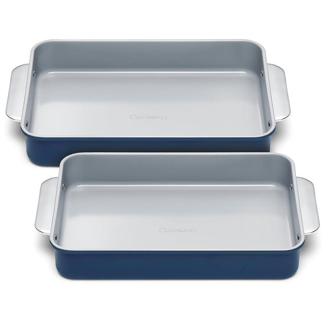 Caraway Non-Stick Ceramic 9”x13” Rectangle Pan Duo - Naturally Slick Ceramic Coating - Non-Toxic, PTFE & PFOA Free - Perfect for Brownies, Lasagnas, and More - Navy