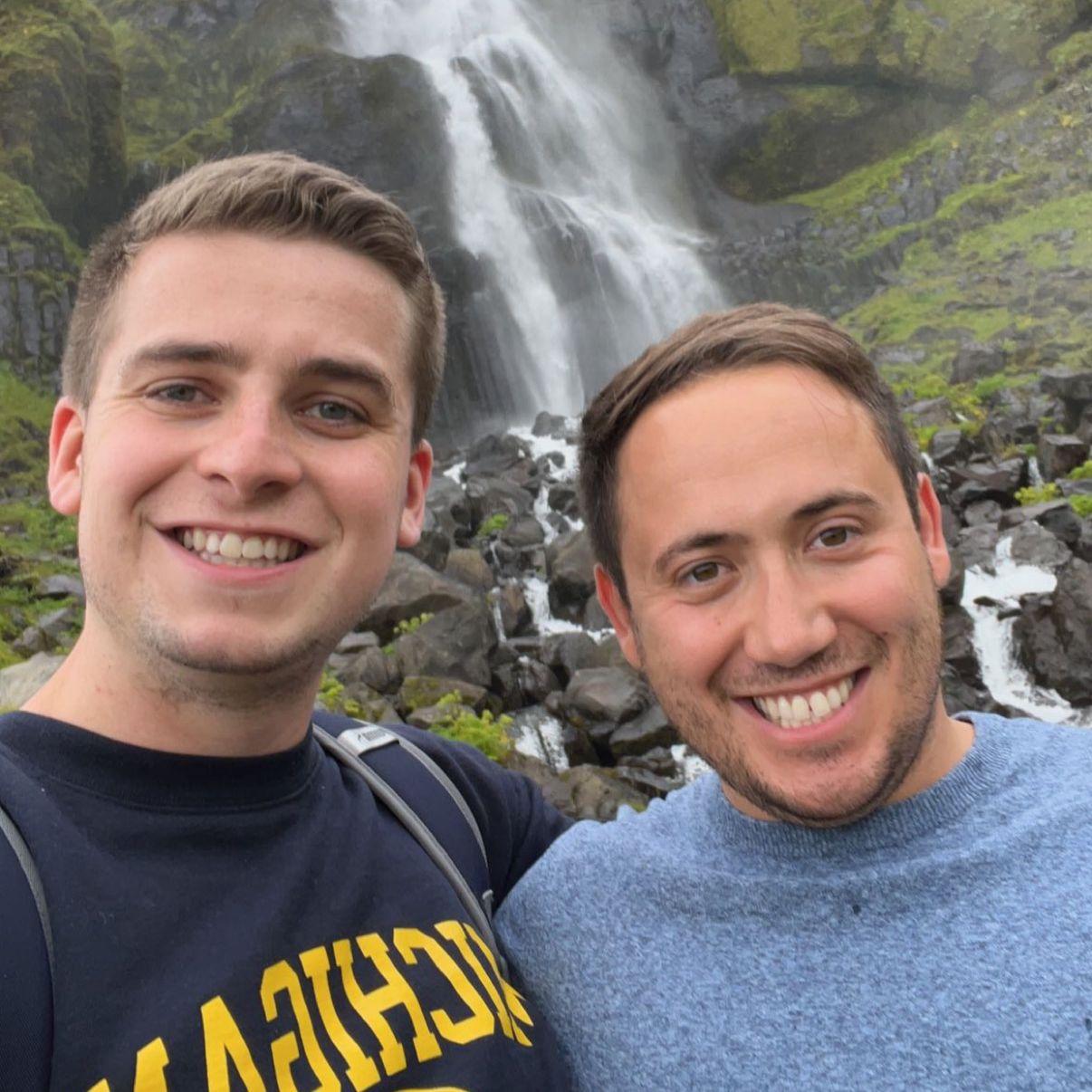 In front of a waterfall in Iceland -August 2022