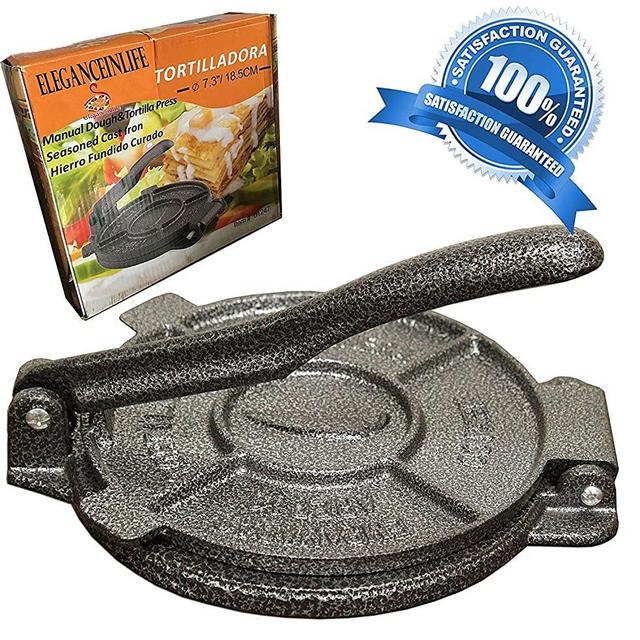 Eleganceinlife Cast Iron Tortilla Press 7.3" Cast Iron Flour Corn Tortilla Press Maker Tortilla Press Heavy Cast Iron