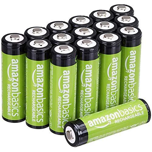 AmazonBasics AA Rechargeable Batteries, Pre-charged - Pack of 16 (Appearance may vary)