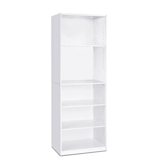 FURINNO JAYA Simply Home 5-Shelf Bookcase, 5-Tier, White