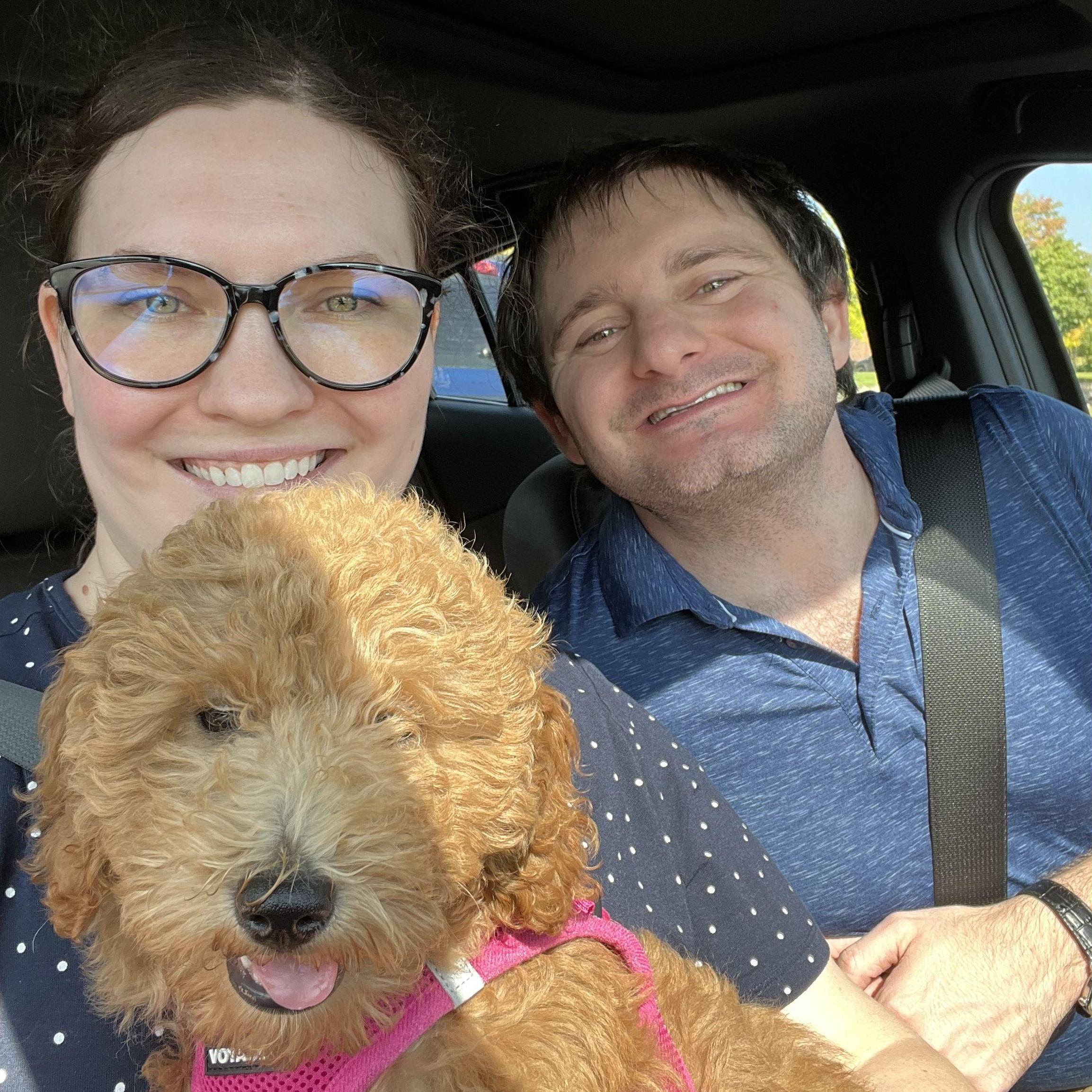 Taking Penny to puppy training in Northville, Michigan September 2023