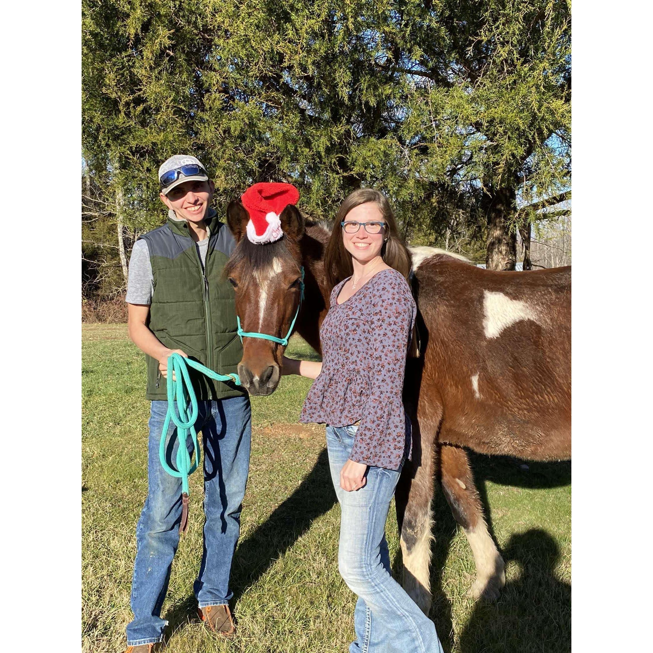 Christmas 2020 with our fur baby Libby.