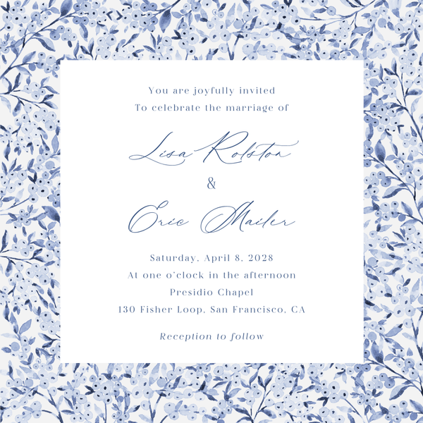 Allegra Border | Dusty Cobalt | Zola Wedding Invitations