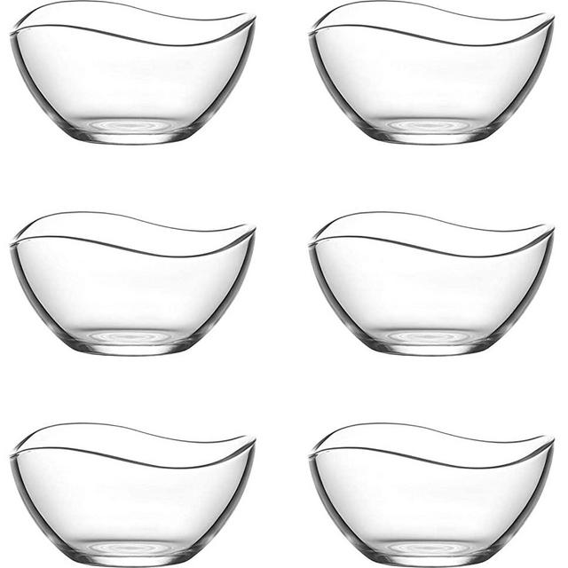 Vira 2.25 Ounce Mini Glass Bowls | Beautiful Wavy Design, Thick, Durable Glass, For Sauces, Condiments, Candy and More, Microwave and Dishwasher Safe, 6 Piece Set, 2.5” x 1.5”