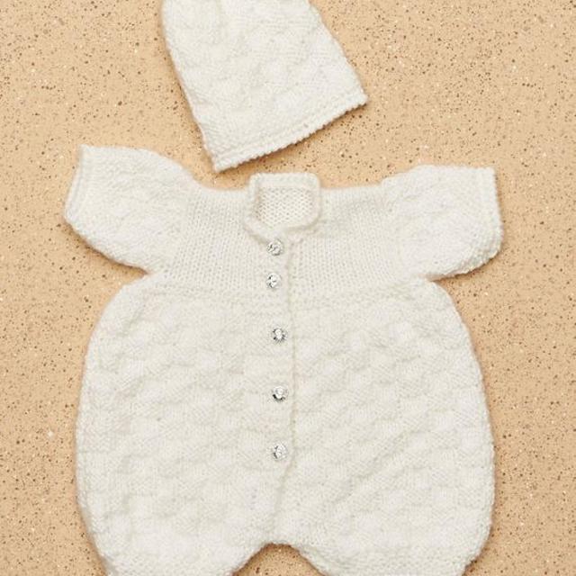 Cashmere 2 pc Luxury Baby set - Romper & hat all handmade with Swarovski Chrystal button detail