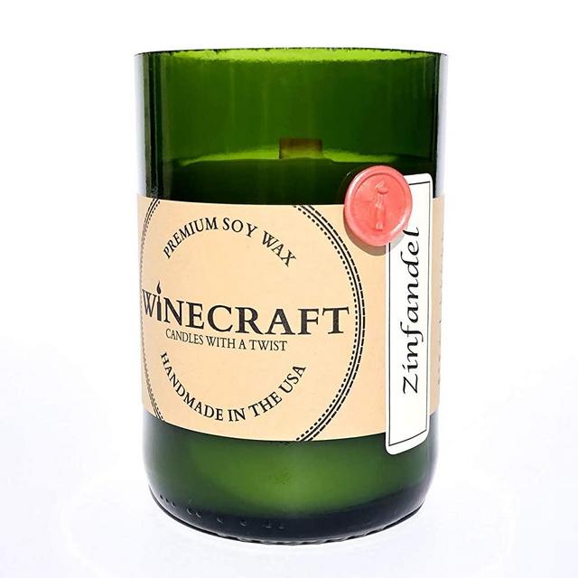 Recycled Wine Bottle Candle with Wooden Wick (Zinfandel)