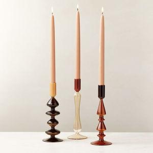 Kava Warm Toned Glass Taper Candle Holder Set of 3