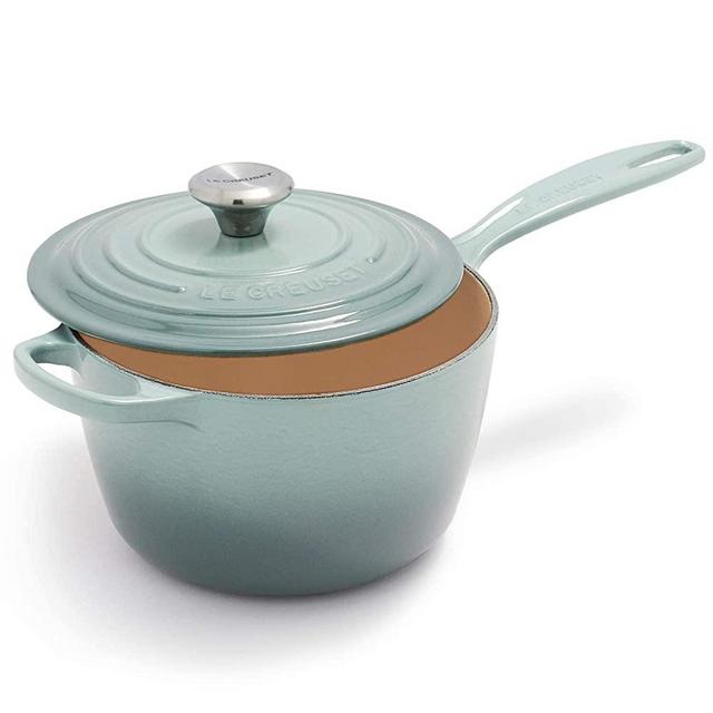 Le Creuset Enameled Cast Iron Signature Saucepan with Lid, 2.25 Quart, Sea Salt