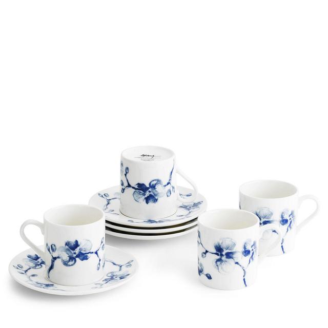 Michael Aram Black Orchid Demitasse Cup & Saucer Set, Service for 4