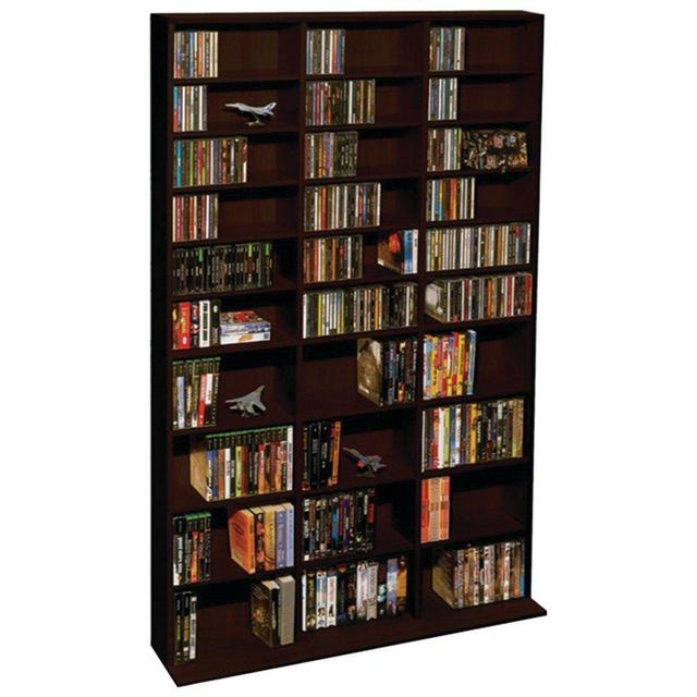 Atlantic Oskar Adjustable Media Wall-Unit - Holds 1080 Cds, 504 DVDs or 576 Blu-Rays/Games, 30 Adjustable and 6 Fixed Shelves PN38435714 in Espresso
